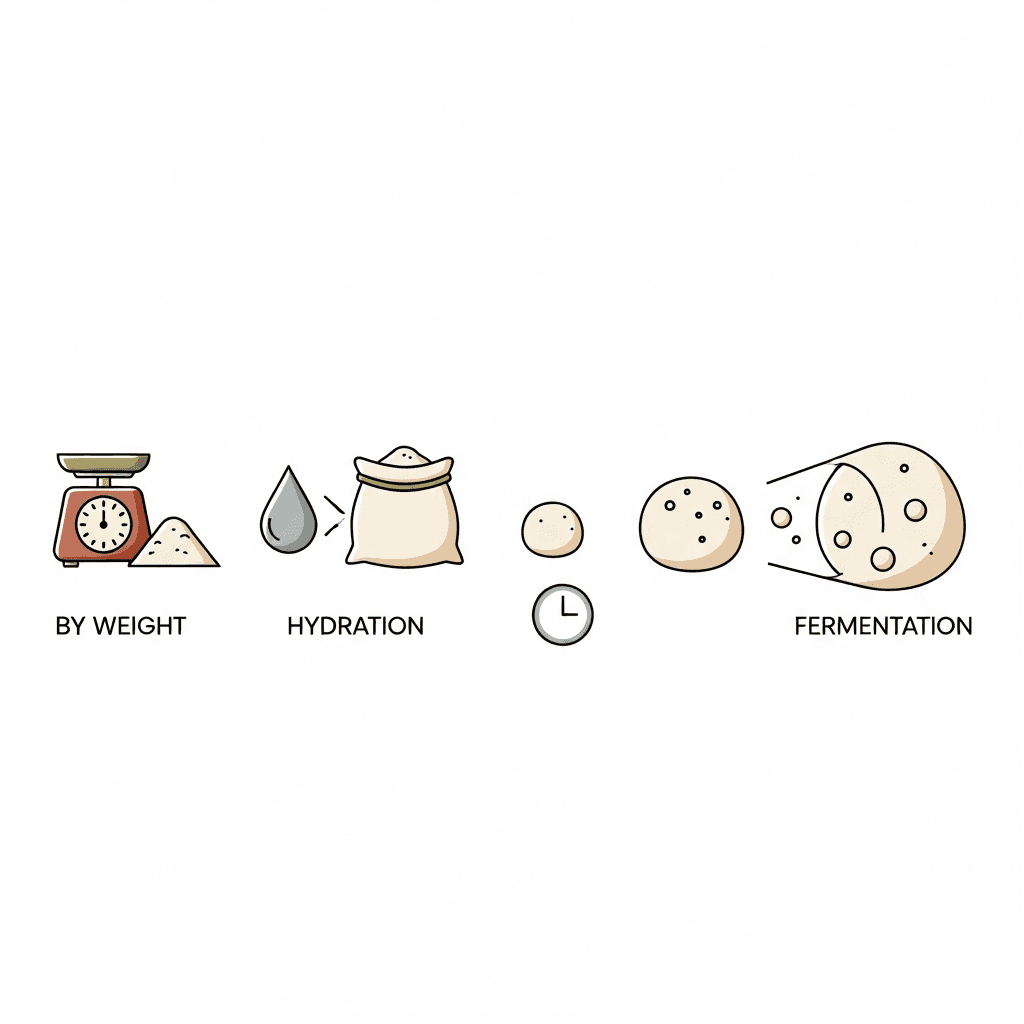 Pizza Dough by Weight: Hydration, Fermentation & Style Guide for Home Ovens