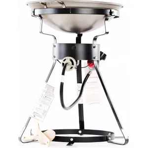King Kooker 24WC Heavy-Duty 24" Portable Propane Outdoor Cooker with 18" Steel Wok, Black