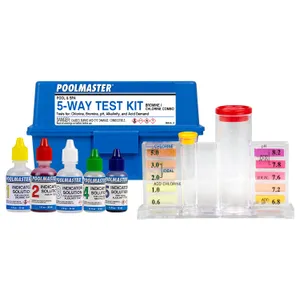 Poolmaster 22260 5-Way Swimming Pool or Spa Water Chemistry Test Kit with Case, Essential Collection