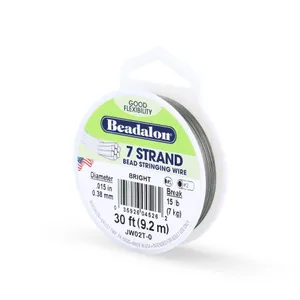 Beadalon 7-Strand Stainless Steel Beading Wire, Flexible & Durable Wire for Jewelry Making, Ideal for Necklaces & Bracelets, Nylon Coated, Seed Bead Stringing Wires, 30 ft, .015 in / 0.38 mm - Bright