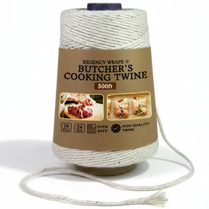 Regency Wraps Butchers Cooking Twine, Heavy Duty, 500ft,16 Ply, 2.4mm, Food-Safe Cotton Kitchen String for Turkey Trussing, Meat Prep, Crafting, Natural, Pack of 1