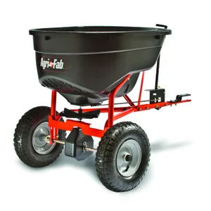 Agri-Fab Pull Behind Broadcast Spreader for Seed, Fertilizer, Salt and Ice Melt, 130 lb Hopper Capacity with Universal Hitch and 12 Ft Spread Width