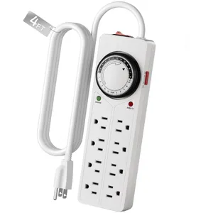 BN-LINK 8 Outlet Surge Protector with Mechanical Timer, 4 Timed & 4 Always-On Outlets, ETL Listed, 4ft Cord, 1875W, for Aquarium, Grow Lights, Christmas Decor, White