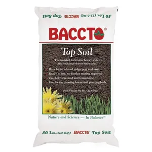 Michigan Peat Company Baccto Top Soil for Lawns, Patchworks, Gardens, Planting Beds, and Shrub and Tree Transplant Mixtures, 50 Pounds