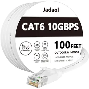 Jadaol Cat 6 Ethernet Cable 100ft Flat 10Gbps