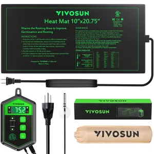 VIVOSUN 10"x 20.75" Seedling Heat Mat and Digital Thermostat Combo Set, UL & MET-Certified Warm Hydroponic Heating Pad for Germination, Indoor Gardening, Greenhouse