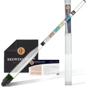 Brewer's Elite Hydrometer for Home Brew Beer, Wine, Mead and Kombucha - Deluxe Triple Scale Set with Hardcase and Cloth - Specific Gravity ABV Tester