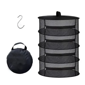 4-Layer Herb Drying Rack - Collapsible Mesh Hanging Dryer Net for Herbs, Flowers, Tea, Fruits, and Vegetables - Includes S-Hook & Storage Bag (24" x 31")