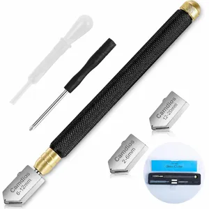Glass Cutter 2mm-20mm, Upgrade Glass Cutter Tool, Pencil Style Oil Feed Carbide Tip for Glass Cutting/Tiles/Mirror/Mosaic.
