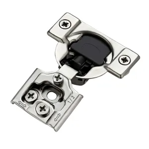 Ravinte 10 Pack 5 Pairs 1/2 inch Overlay Soft Close Hinges for Kitchen Cabinet Hinges Satin Nickel Hidden Hinges Stainless Steel Concealed Hinge self Closing