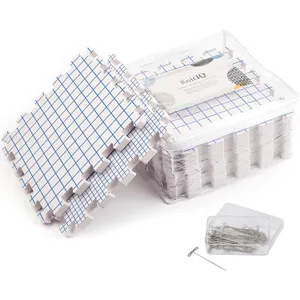 KnitIQ Blocking Mats 9-Pack Double-Sided with 100 T-Pins