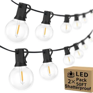 G40 LED Globe String Lights 100ft Outdoor 2-Pack