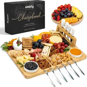 SMIRLY Bamboo Cheese Board & Charcuterie Set 16x13"