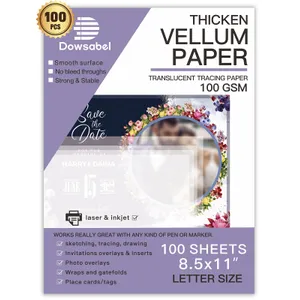 Translucent Vellum Paper, Dowsabel 68LBS 8.5 x 11 inches Printable Vellums for Card Overlays, Invitations Belly Bands, Envelope, Lantern,50 Sheets