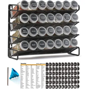 SpaceAid Spice Rack Organizer 28 Jars + 386 Labels