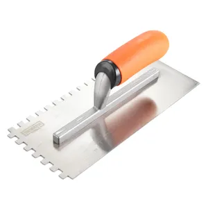 Edward Tools Squared Notch Tile and Flooring Trowel - 1/4” X 1/4” X 1/4” Pro Grade Stainless Steel Trowel - Ergonomic Rubber Grip Comfort Handle - Spread Evenly Thinset/Mastic - 11” x 4 3/4” Blade