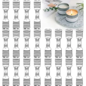 20 pcs Metal Candle Wick Holders, Upgraded Candle Wick Centering Devices, Silver Stainless Steel Candle Wick Holder for Candle Making