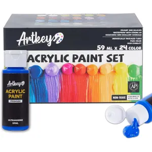 Artkey Acrylic Paint Set 24 Colors 2oz/59ml Professional
