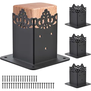 4x4 Post Base Bracket Heavy Duty Steel 4-Pack