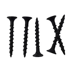 JEGONFRI 210pcs #6 × 1-1/4 inch High Hardness Drywall Screws, Black, Coarse Thread, Phillips Drive, Bugle Head, Black Wood Screws, Wood and More (1-1/4 in, 210)