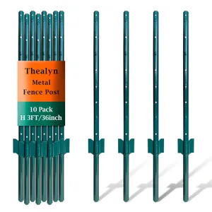 Garden T-Posts Steel Fence Stakes 4ft 10-Pack