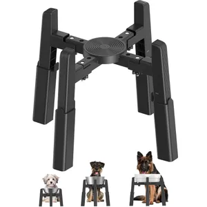 CZPET Dog Bowl Stand with Adjustable Height and Width [Stand Only], Elevated Pet Water & Food Feeder for Medium & Large Dogs, Stable and Anti-Slip Raied Bowl