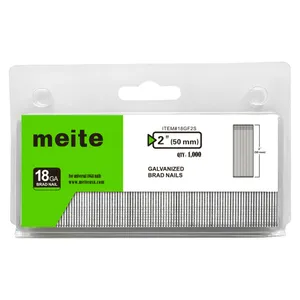 meite 18 Gauge Brad Nails, 2 Inch 18GA Brad Nails Galvanized Small Finishing Nail Gun Nails for Pneumatic, Electric Brad Nailer Gun (1,000 Counts)