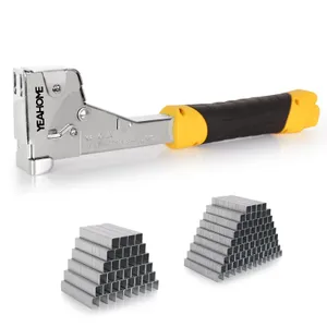 YEAHOME Heavy Duty Hammer Tacker with 6000 T50 Staples of 1/2, 3/8 inches, Steel Construction Manual Hammer Stapler with Anti-jam Magazine for Construction, Roofing, House Wrap, Insulation,Floor