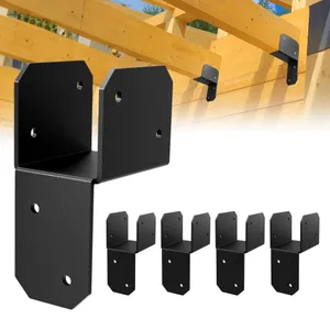 4 Pcs Black Joist Anchor Connector, Post Caps Tie Bracket for 2"x 4", Steel Mounting Joist Hanger Brackets, Truss to Beam Connector Roof Tie Header Hanger for Supporting Beams Rafters