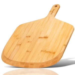 12 Inch Bamboo Pizza Peel Premium Wooden Pizza Board Paddle with Handle for Baking, Serving & Cutting– Use for Pizza, Bread, Pastries, Dough, Easy Grip
