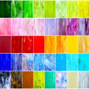 ILLUCKAI 36 Sheets Vibrant Stained Glass Sheets Variety Pack, 6 x 4 Inch Stained Glass Supplies Mosaic Tiles for DIY Crafts Home Decor, Assorted Colors Collection