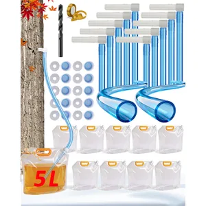 WANTELFOR Maple Syrup Tapping Kit - 10 Sets with Taps, 3ft Tubing, 5L Big Capacity Collection Bags and appropriate drill bit for DIY Birch Tree Sap Collection, Ideal for Beginners & Experts (Large size)