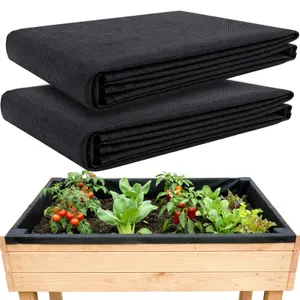 63*83IN Raised Garden Bed Liner, 2pcs Non Woven Fabric for Large Veg Trough, Cuttable Plant Liner Keeps Soil Contained & Water Drainage for Outdoor Planter Veg Trough