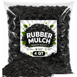 Premium Black Rubber Mulch 4 QT – Long Lasting Decorative Landscaping Ground Cover, Recycled Rubber Chips for Gardens, Flower Beds, Plants & Pathways, Fade Resistant Outdoor Mulch